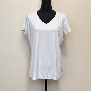 Columbia Omni-Freeze Zero White V-Neck Performance Shirt Womens XL Short Sleeve